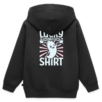 SOS Fantômes - Chasse aux fantômes chanceux - Sweat Premium à capuche zippé enfant bio - noir - Dos - AI Model Kid Male (0cm)