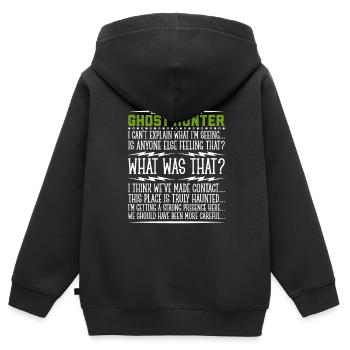 Letzte Worte bei der Geisterjagd - Kinder Premium Organic Zip Hoodie - Schwarz - Hinten - AI Model Kid Male (0cm)