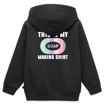 savon fabrication savon savonnière savonnerie savon chaudière - Sweat Premium à capuche zippé enfant bio - noir - Dos - AI Model Kid Male (0cm)