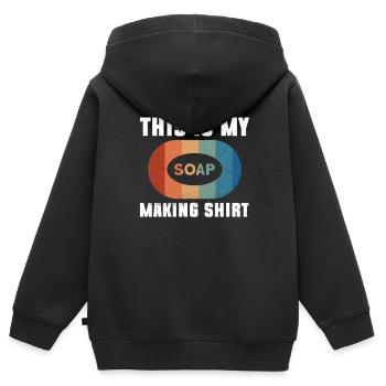 savon fabrication savon savonnière savonnerie savon chaudière - Sweat Premium à capuche zippé enfant bio - noir - Dos - AI Model Kid Male (0cm)