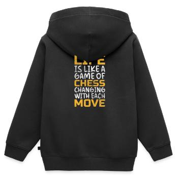 Schaak - Kinder Premium zip hoodie biologisch - zwart - Achter - AI Model Kid Male (0cm)