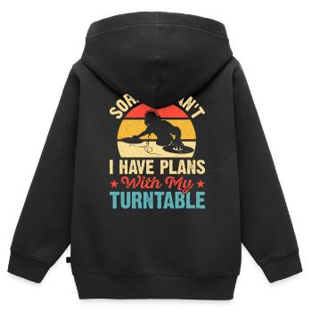 Dj Turntable - Kinder Premium Organic Zip Hoodie - Schwarz - Hinten - AI Model Kid Male (0cm)
