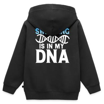 Schwimmen Schwimmer - Kinder Premium Organic Zip Hoodie - Schwarz - Hinten - AI Model Kid Male (0cm)