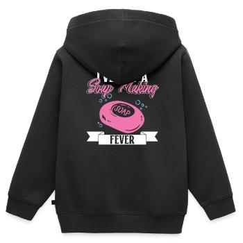 savon fabrication savon savonnière savonnerie savon chaudière - Sweat Premium à capuche zippé enfant bio - noir - Dos - AI Model Kid Male (0cm)