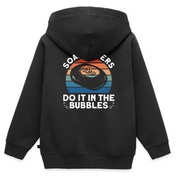 savon fabrication savon savonnière savonnerie savon chaudière - Sweat Premium à capuche zippé enfant bio - noir - Dos - AI Model Kid Male (0cm)