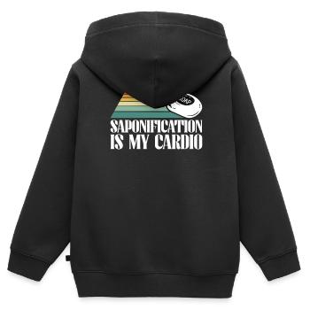 savon fabrication savon savonnière savonnerie savon chaudière - Sweat Premium à capuche zippé enfant bio - noir - Dos - AI Model Kid Male (0cm)