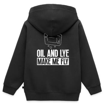 savon fabrication savon savonnière savonnerie savon chaudière - Sweat Premium à capuche zippé enfant bio - noir - Dos - AI Model Kid Male (0cm)