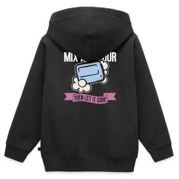 savon fabrication savon savonnière savonnerie savon chaudière - Sweat Premium à capuche zippé enfant bio - noir - Dos - AI Model Kid Male (0cm)