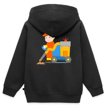 Balayeuse de rue pour enfants Aspirateur de nettoyage de ville - Sweat Premium à capuche zippé enfant bio - noir - Dos - AI Model Kid Male (0cm)