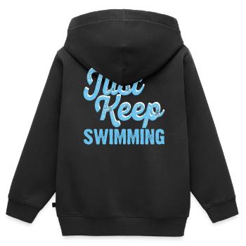 Flotteur de natation - Sweat Premium à capuche zippé enfant bio - noir - Dos - AI Model Kid Male (0cm)