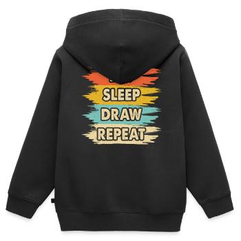 Zeichnen Malen - Kinder Premium Organic Zip Hoodie - Schwarz - Hinten - AI Model Kid Male (0cm)