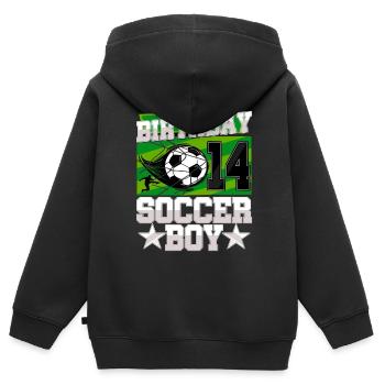 14th birthday Boy Soccer 14 Years Old Gifts - Kinder Premium Organic Zip Hoodie - Schwarz - Hinten - AI Model Kid Male (0cm)