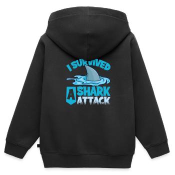 Attaque de requin - Sweat Premium à capuche zippé enfant bio - noir - Dos - AI Model Kid Male (0cm)