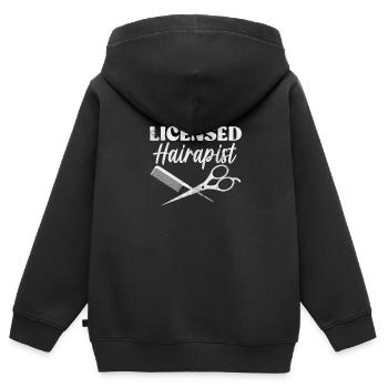 Kosmetikerin - Kinder Premium Organic Zip Hoodie - Schwarz - Hinten - AI Model Kid Male (0cm)