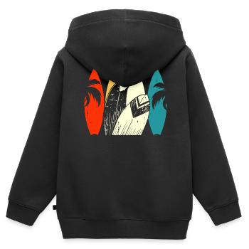 Surfeur - Sweat Premium à capuche zippé enfant bio - noir - Dos - AI Model Kid Male (0cm)
