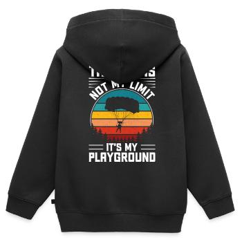 Parachutisme - Sweat Premium à capuche zippé enfant bio - noir - Dos - AI Model Kid Male (0cm)