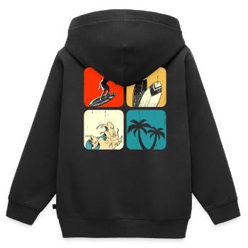 Surfeur - Sweat Premium à capuche zippé enfant bio - noir - Dos - AI Model Kid Male (0cm)
