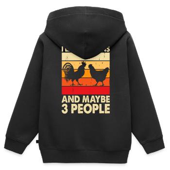 Poulets Poulet - Sweat Premium à capuche zippé enfant bio - noir - Dos - AI Model Kid Male (0cm)