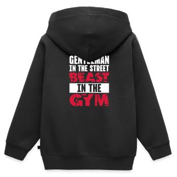 Bodybuilder Body Building Fitness Gym Geschenk - Kinder Premium Organic Zip Hoodie - Schwarz - Hinten - AI Model Kid Male (0cm)