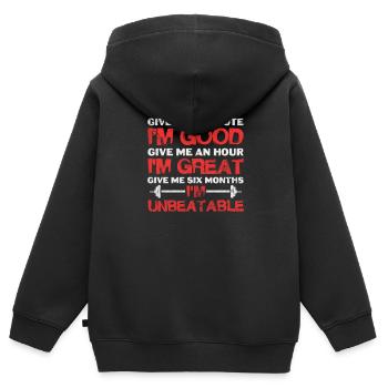 Bodybuilder - Kinder Premium Organic Zip Hoodie - Schwarz - Hinten - AI Model Kid Male (0cm)
