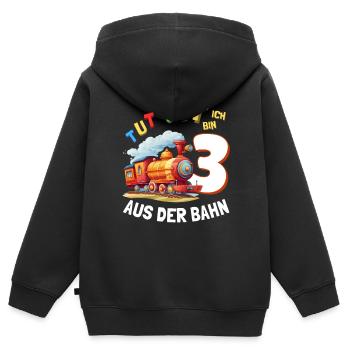 3. Geburtstag Junge Zug Eisenbahn für Zugfahrer - Kinder Premium Organic Zip Hoodie - Schwarz - Hinten - AI Model Kid Male (0cm)