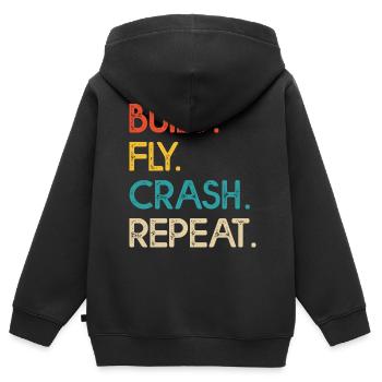Drohne - Kinder Premium Organic Zip Hoodie - Schwarz - Hinten - AI Model Kid Male (0cm)