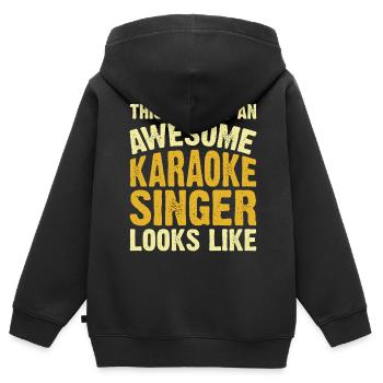 Karaoké - Sweat Premium à capuche zippé enfant bio - noir - Dos - AI Model Kid Male (0cm)
