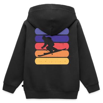 Ski Skifahren Skifahrer - Kinder Premium Organic Zip Hoodie - Schwarz - Hinten - AI Model Kid Male (0cm)