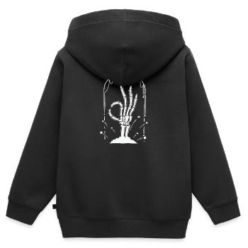 Grabstein und Hand Gothic Stil - Kinder Premium Organic Zip Hoodie - Schwarz - Hinten - AI Model Kid Male (0cm)