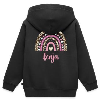 Fenja Regenbogen Name Geburtstag Fenja - Kinder Premium Organic Zip Hoodie - Schwarz - Hinten - AI Model Kid Male (0cm)