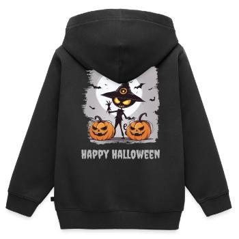Joyeux halloween - Sweat Premium à capuche zippé enfant bio - noir - Dos - AI Model Kid Male (0cm)