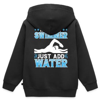 Flotteur de natation - Sweat Premium à capuche zippé enfant bio - noir - Dos - AI Model Kid Male (0cm)