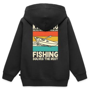Kajak Kajakfahrer Kajaker - Kinder Premium Organic Zip Hoodie - Schwarz - Hinten - AI Model Kid Male (0cm)