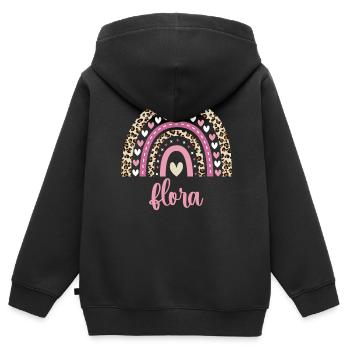 Flora Regenbogen Name Geburtstag Flora - Kinder Premium Organic Zip Hoodie - Schwarz - Hinten - AI Model Kid Male (0cm)