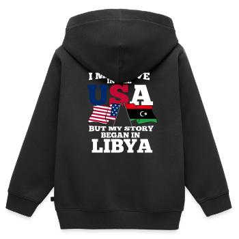 Libye Amérique États-Unis Cadeau - Sweat Premium à capuche zippé enfant bio - noir - Dos - AI Model Kid Male (0cm)