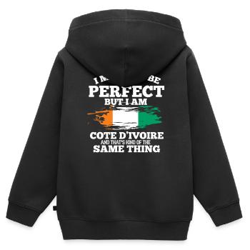 Côte d’Ivoire - Sweat Premium à capuche zippé enfant bio - noir - Dos - AI Model Kid Male (0cm)
