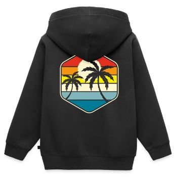 Palm Trees Retro Vintage - Kids Premium Organic Zip-up Hoodie - black - Back - AI Model Kid Male (0cm)
