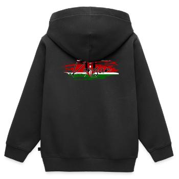 Kenia - Kinder Premium Organic Zip Hoodie - Schwarz - Hinten - AI Model Kid Male (0cm)