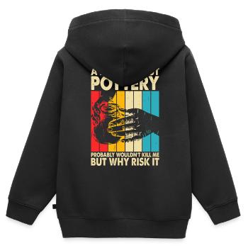 Poterie Poterie Poterie - Sweat Premium à capuche zippé enfant bio - noir - Dos - AI Model Kid Male (0cm)