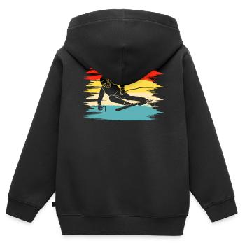Ski Skifahren Skifahrer - Kinder Premium Organic Zip Hoodie - Schwarz - Hinten - AI Model Kid Male (0cm)