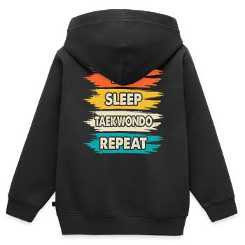 Taekwondo - Kinder Premium Organic Zip Hoodie - Schwarz - Hinten - AI Model Kid Male (0cm)