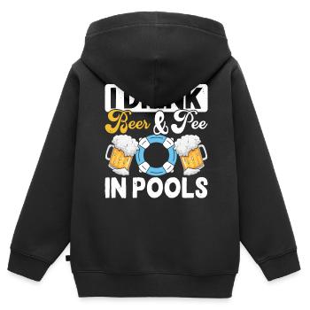 Schwimmen Schwimmer - Kinder Premium Organic Zip Hoodie - Schwarz - Hinten - AI Model Kid Male (0cm)
