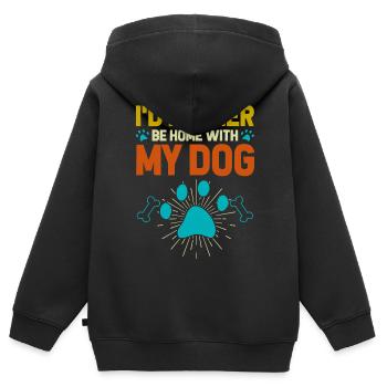 Chiens de chien - Sweat Premium à capuche zippé enfant bio - noir - Dos - AI Model Kid Male (0cm)