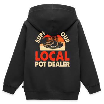 Poterie Poterie Poterie - Sweat Premium à capuche zippé enfant bio - noir - Dos - AI Model Kid Male (0cm)