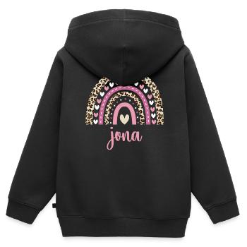 Jona Regenbogen Name Geburtstag Jona - Kinder Premium Organic Zip Hoodie - Schwarz - Hinten - AI Model Kid Male (0cm)