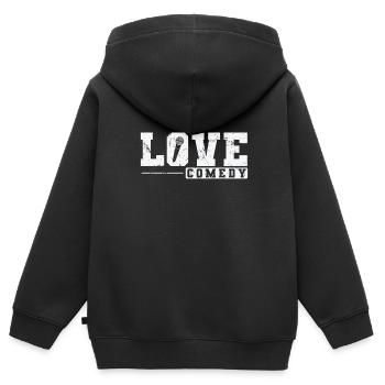 Amour comédie humoristique blague - Sweat Premium à capuche zippé enfant bio - noir - Dos - AI Model Kid Male (0cm)