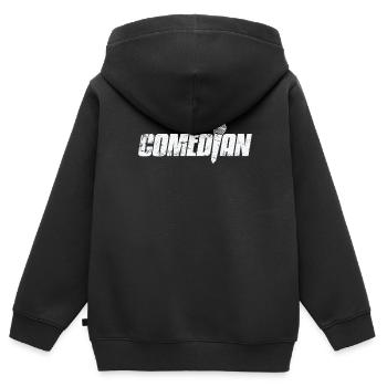 Comedian lachen lustig Witz - Kinder Premium Organic Zip Hoodie - Schwarz - Hinten - AI Model Kid Male (0cm)