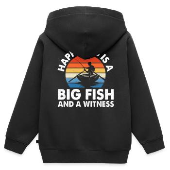 Angler - Kinder Premium Organic Zip Hoodie - Schwarz - Hinten - AI Model Kid Male (0cm)