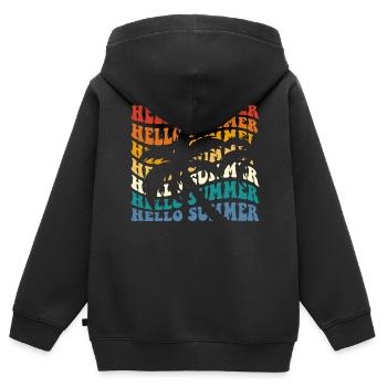 Hello Summer - Kinder Premium Organic Zip Hoodie - Schwarz - Hinten - AI Model Kid Male (0cm)