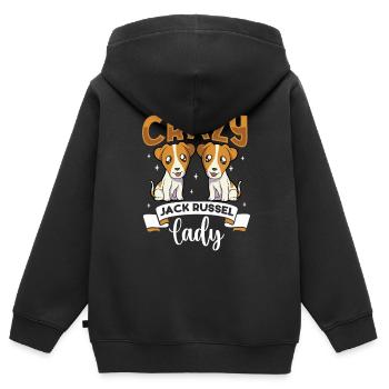 Crazy Jack Russel Lady - Jack Russel Terrier - Kinder Premium Organic Zip Hoodie - Schwarz - Hinten - AI Model Kid Male (0cm)